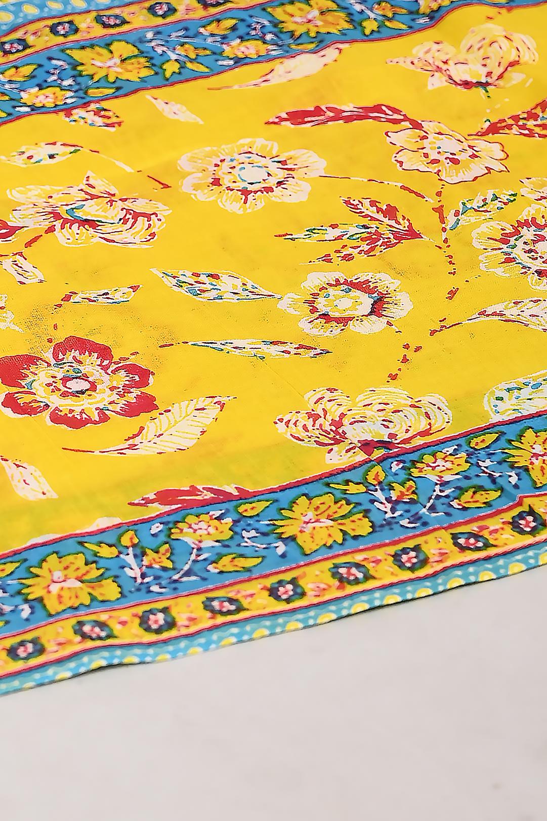 Women’s Yellow Floral Printed Kurta Pant with Dupatta Set