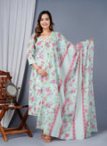 Floral Cotton Kurta with Afghan Salwar & Dupatta