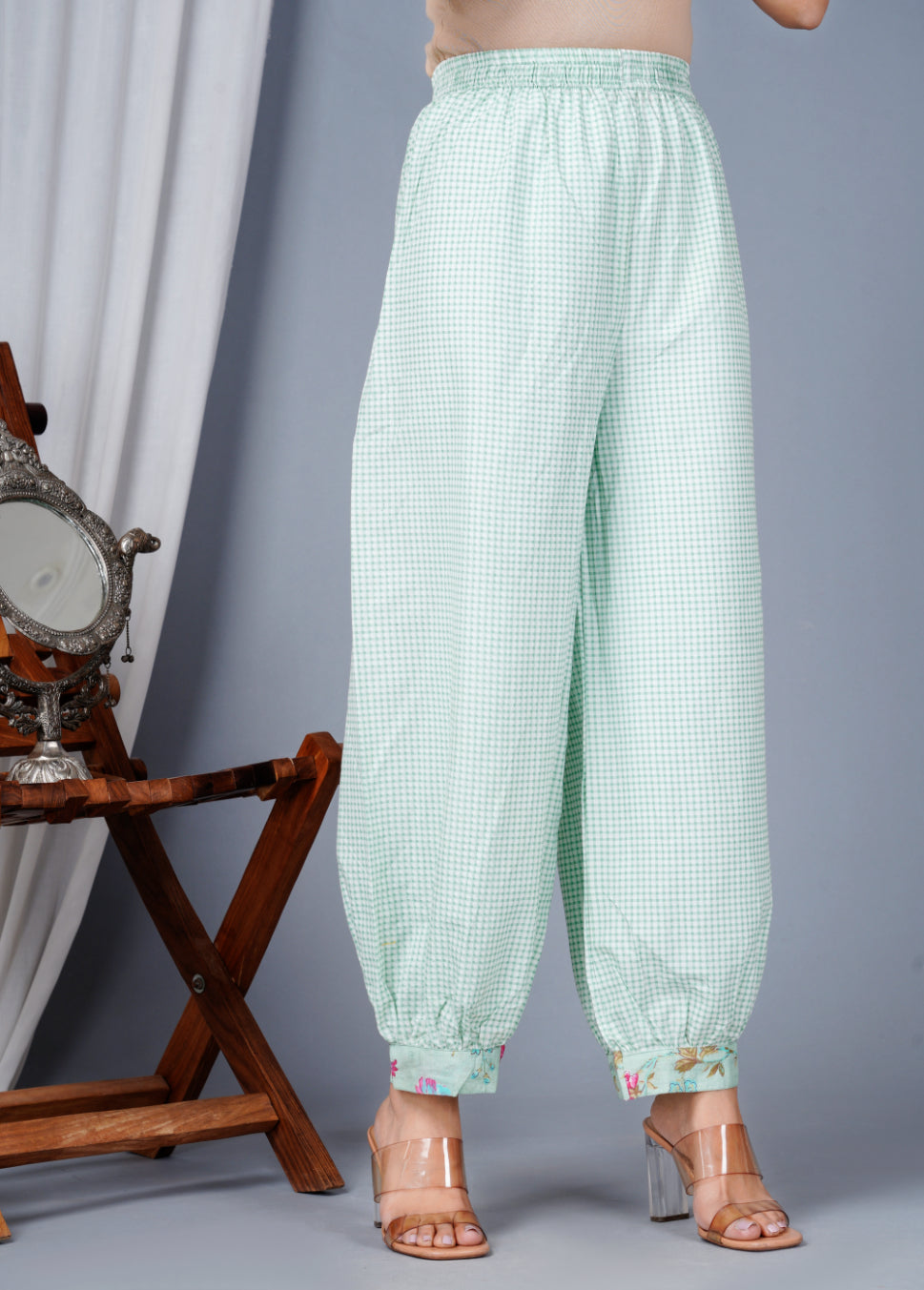 Floral Cotton Kurta with Afghan Salwar & Dupatta