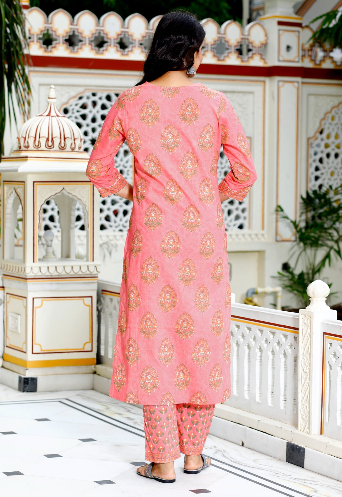 Pink Printed Kurta Set with Dupatta for Women