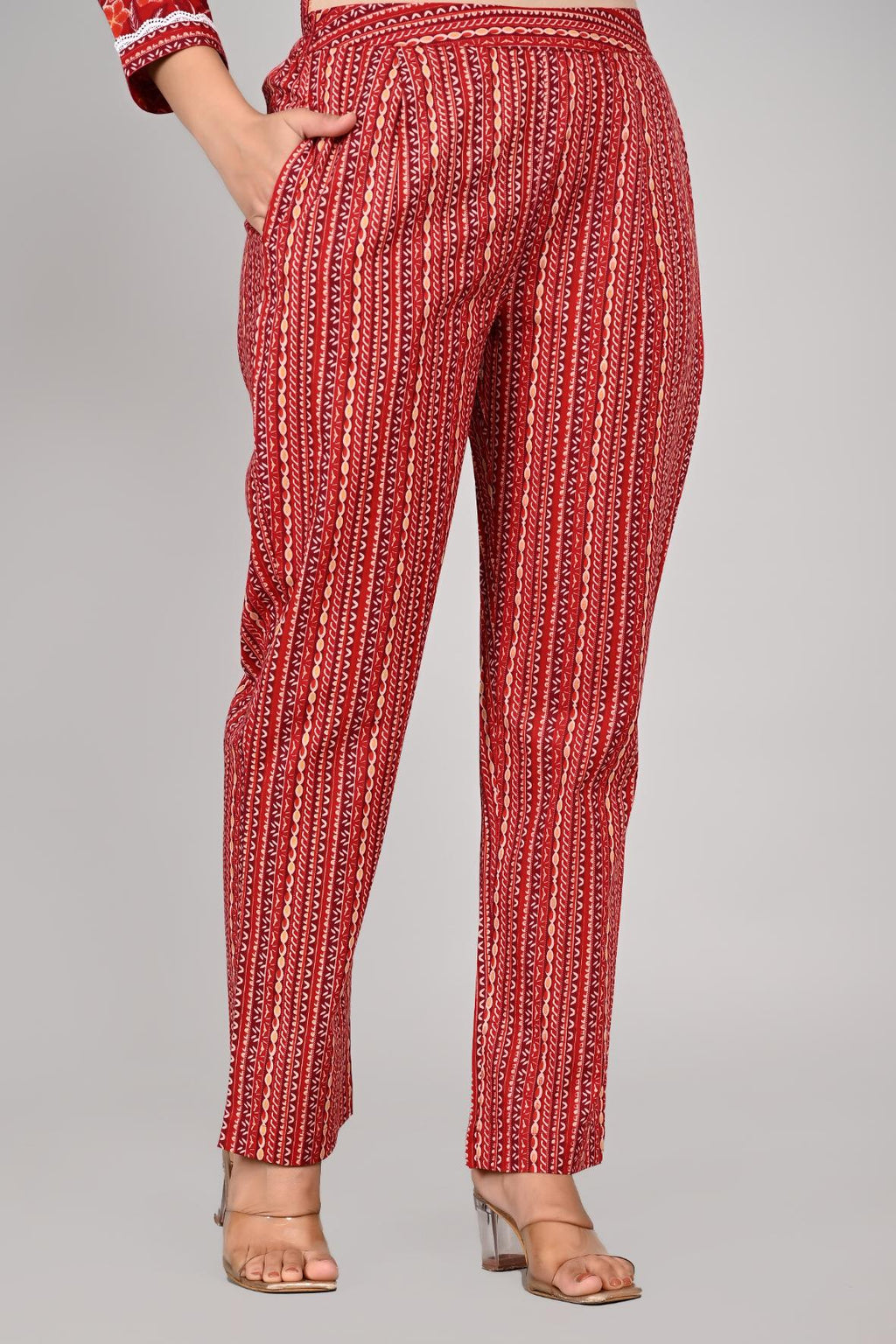 Women’s RED Floral Printed Kurta Pant with Dupatta Set