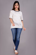 Women’s White Floral Printed Casual Top