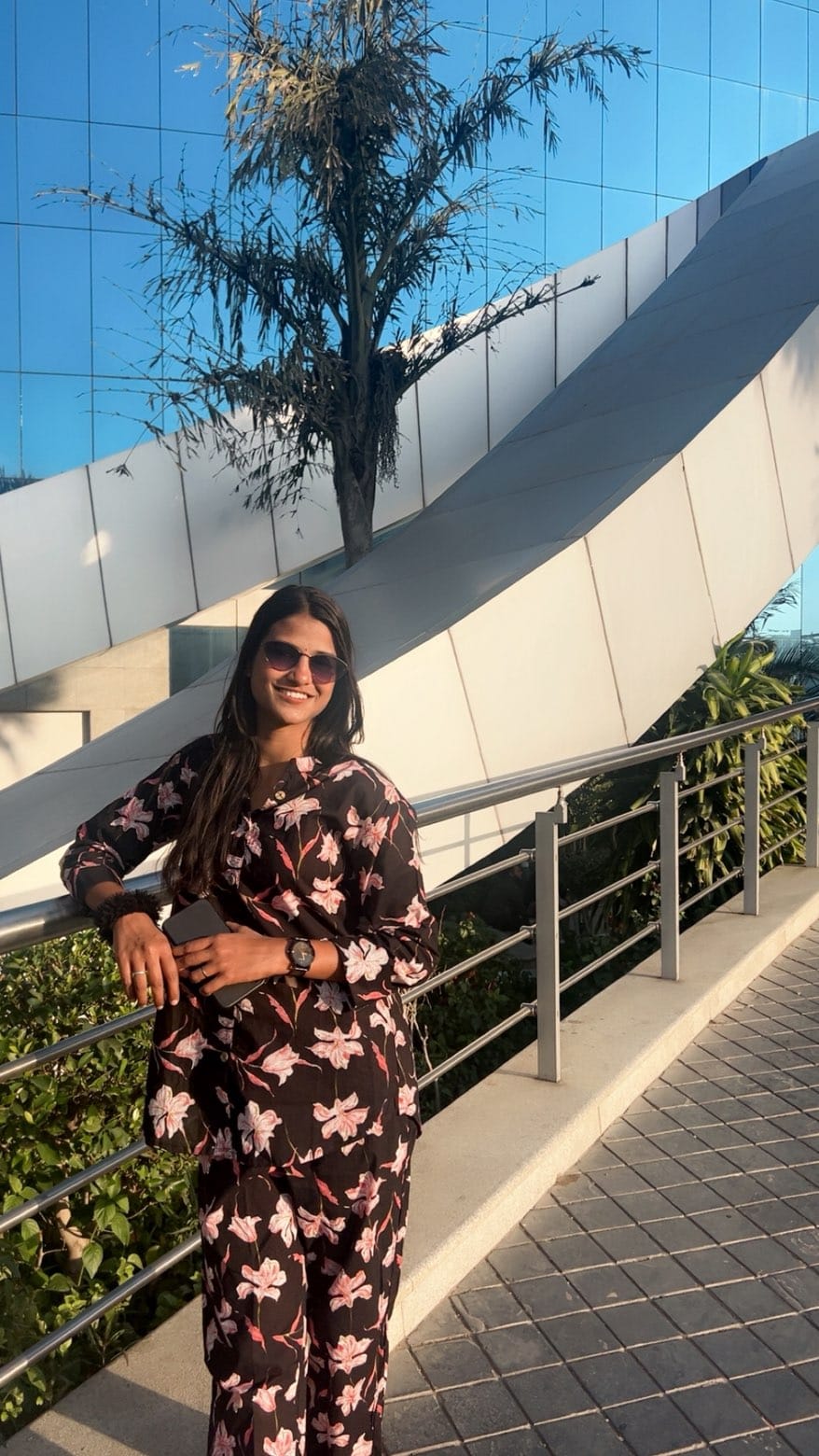 Black Floral Printed Women’s Cotton Kurta & Pant Set